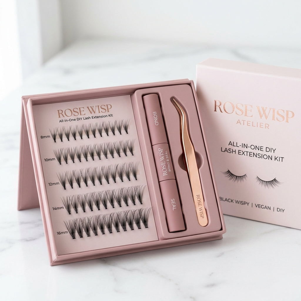 All-in-One DIY Lash Extension Kit (Clusters + Bond & Seal + Precision Tweezer)